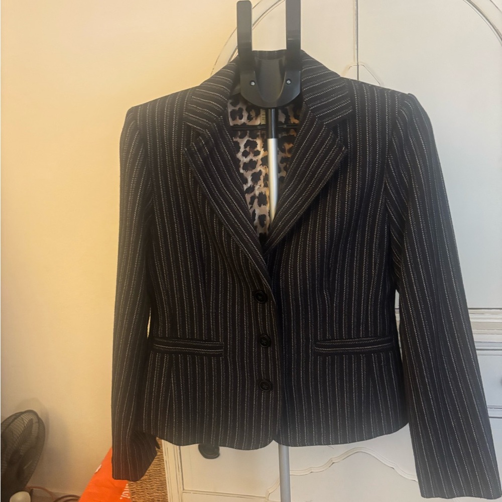 CAbi Black and White Pinstripe Blazer
